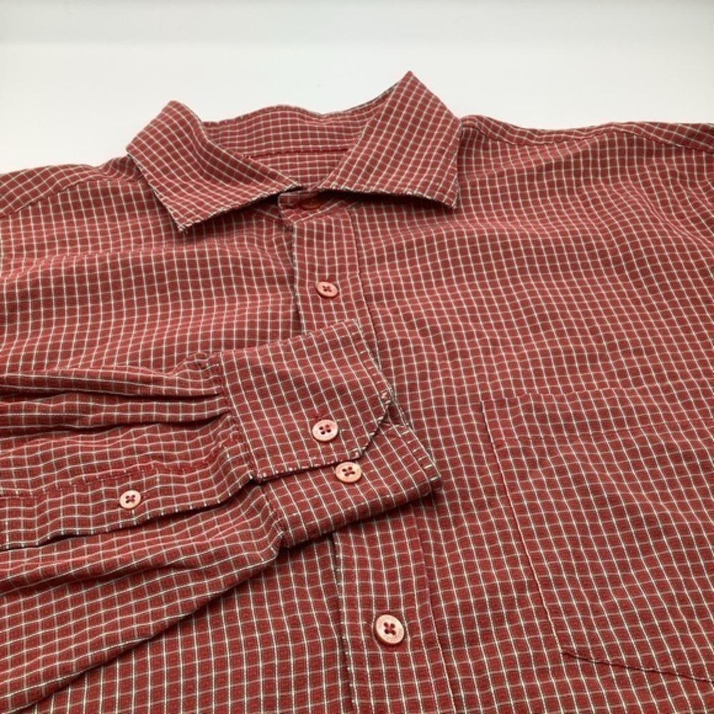 Bugatchi Mens Long Sleeve Button Up Red Shirt Sz Large